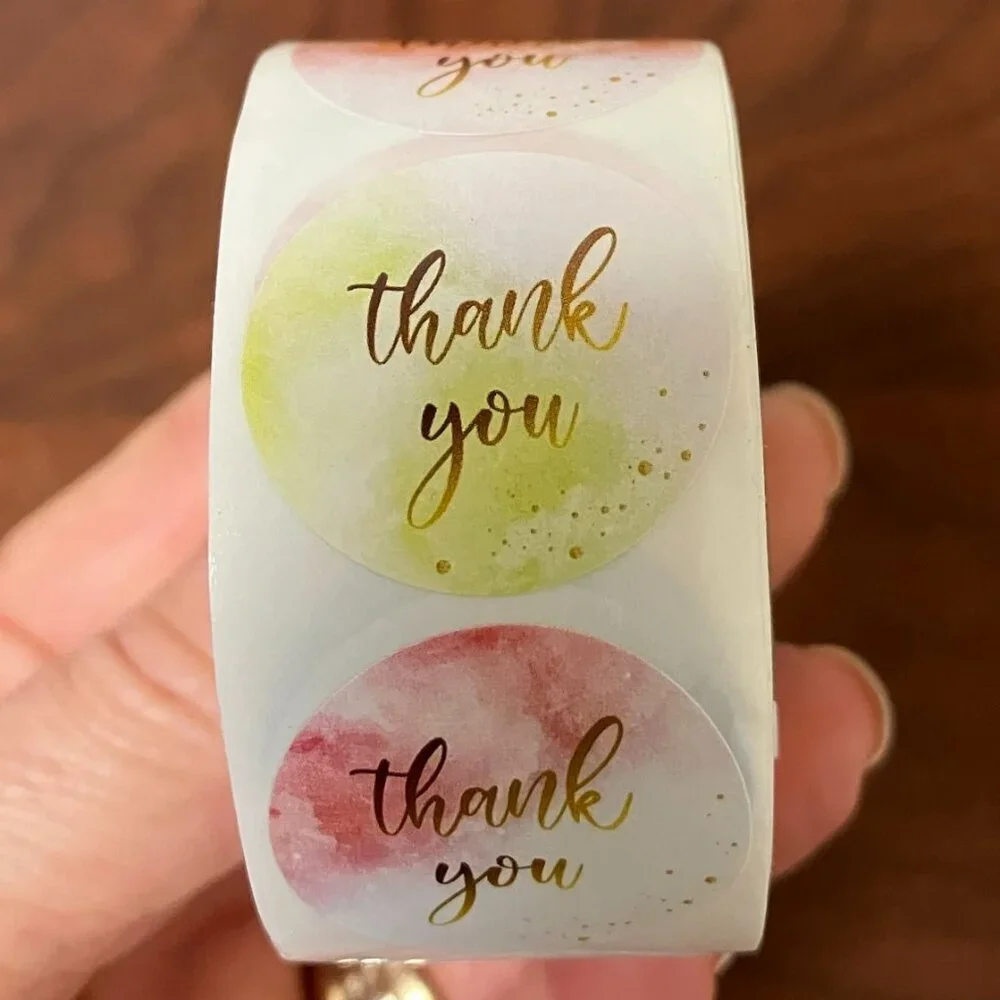 1500 Stickers - 3 x 500 Thank You Self Adhesive Stickers NEW TAX Write off